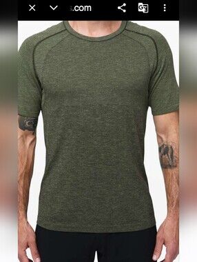 lululemon athletica Men's Heathered Olive Short-Sleeve Tech Tee